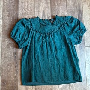 Anthropologie Current Air Teal Ruffled Blouse
